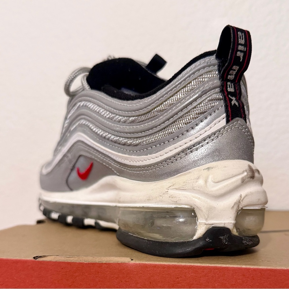 Nike Women’s Air Max 97 OG “Silver Bullet” Metallic Silver/Varsity Red | Size 8 - Picture 10 of 16